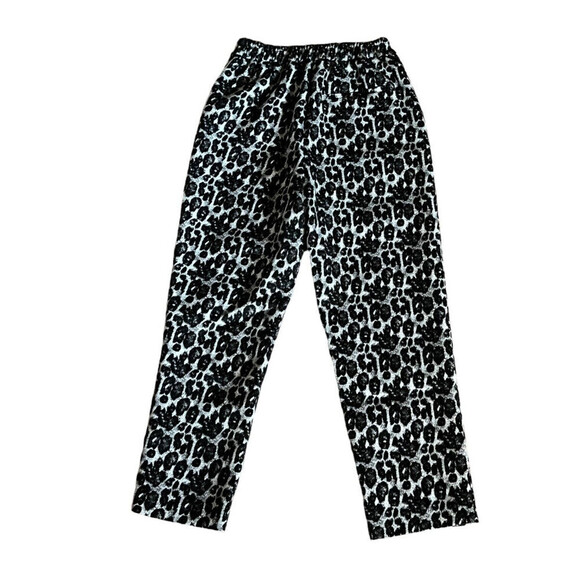 ZARA Women’s Black Gray Leopard Print High Waist Wide Leg Pants XS Cropped - Picture 3 of 8